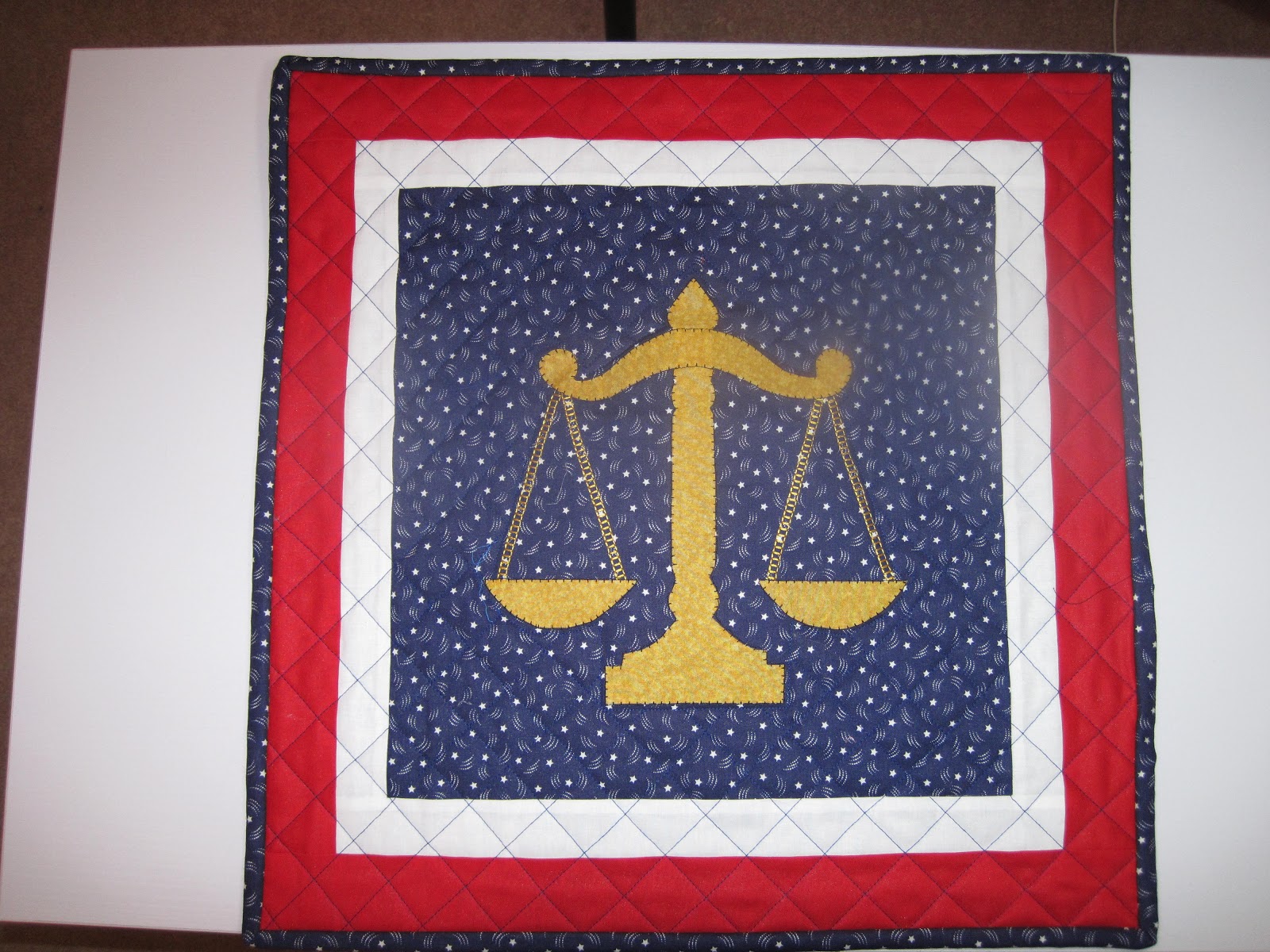 Quilts, Life and Balance Scales of Justice Walhanging