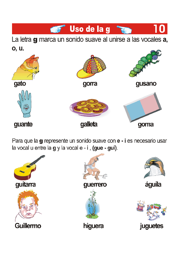 ga, gue, gui, go, gu pronunciation Aprender español, Actividades de