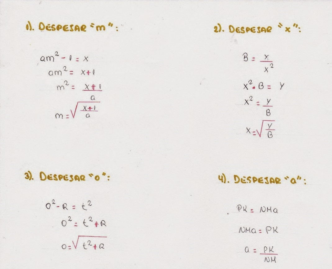 LA FISICA EN NUESTRAS VIDAS 9 trabajo DESPEJE DE FORMULAS