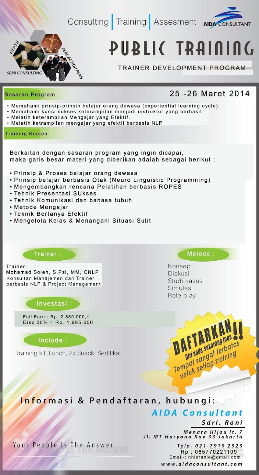 Trainer Development Program (25 - 26 Maret 2014)