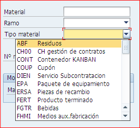 Desplegable tipo material en MM01