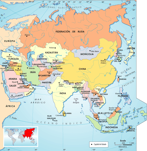 Àsia3.0: Països d'Àsia i les seves capitals