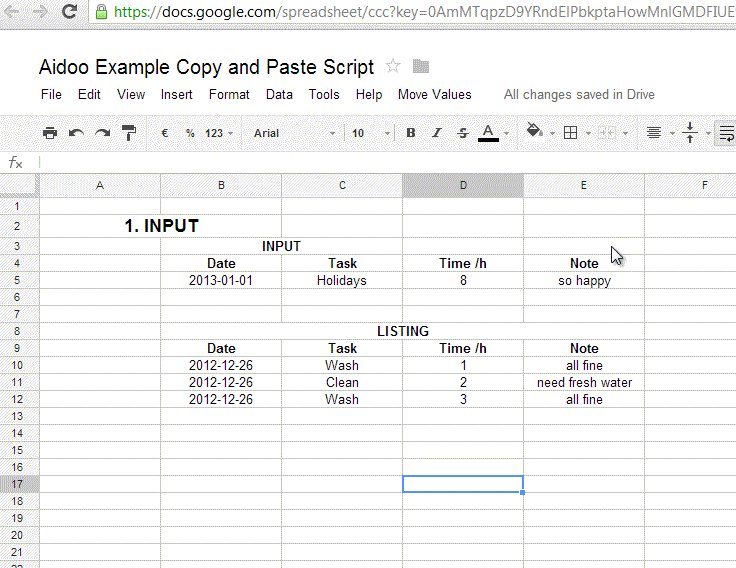 iGoogleDrive Google Spreadsheet Script to cut paste data from one