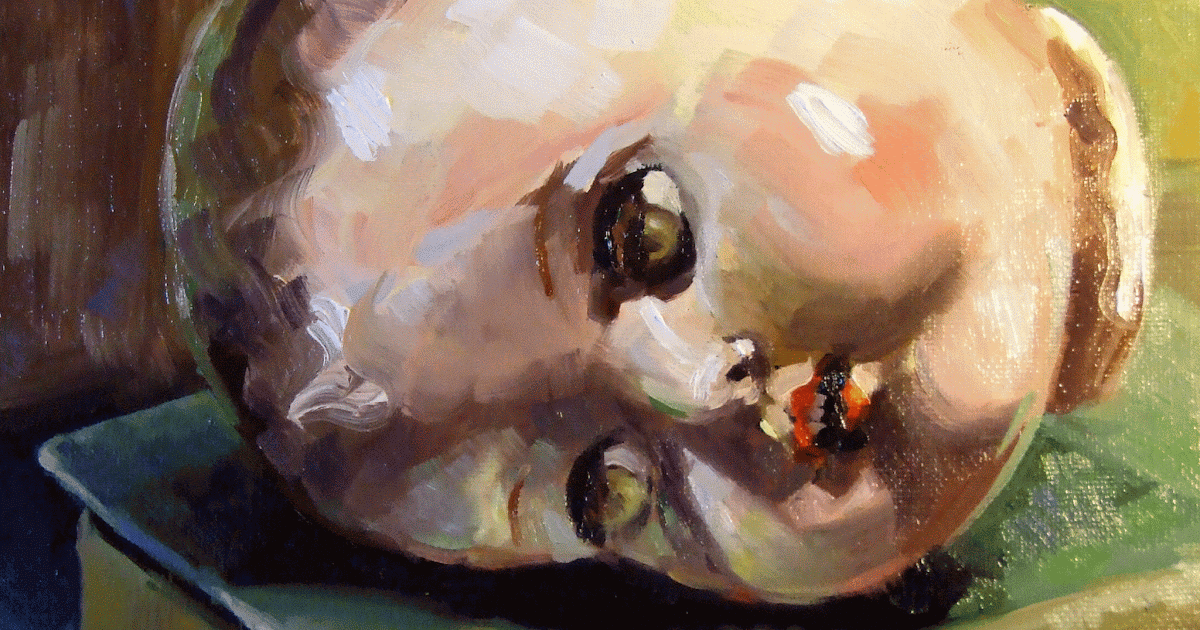 creepy doll painting