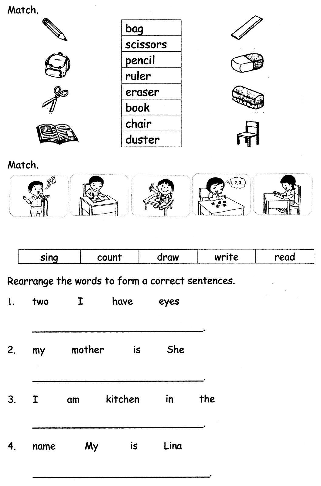 Bersuka ria di Prasekolah : ENGLISH EXERCISES I