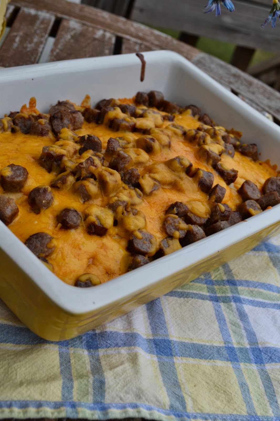 Pancake Casserole with Johnsonville Vermont Maple Syrup Breakfast Sausage