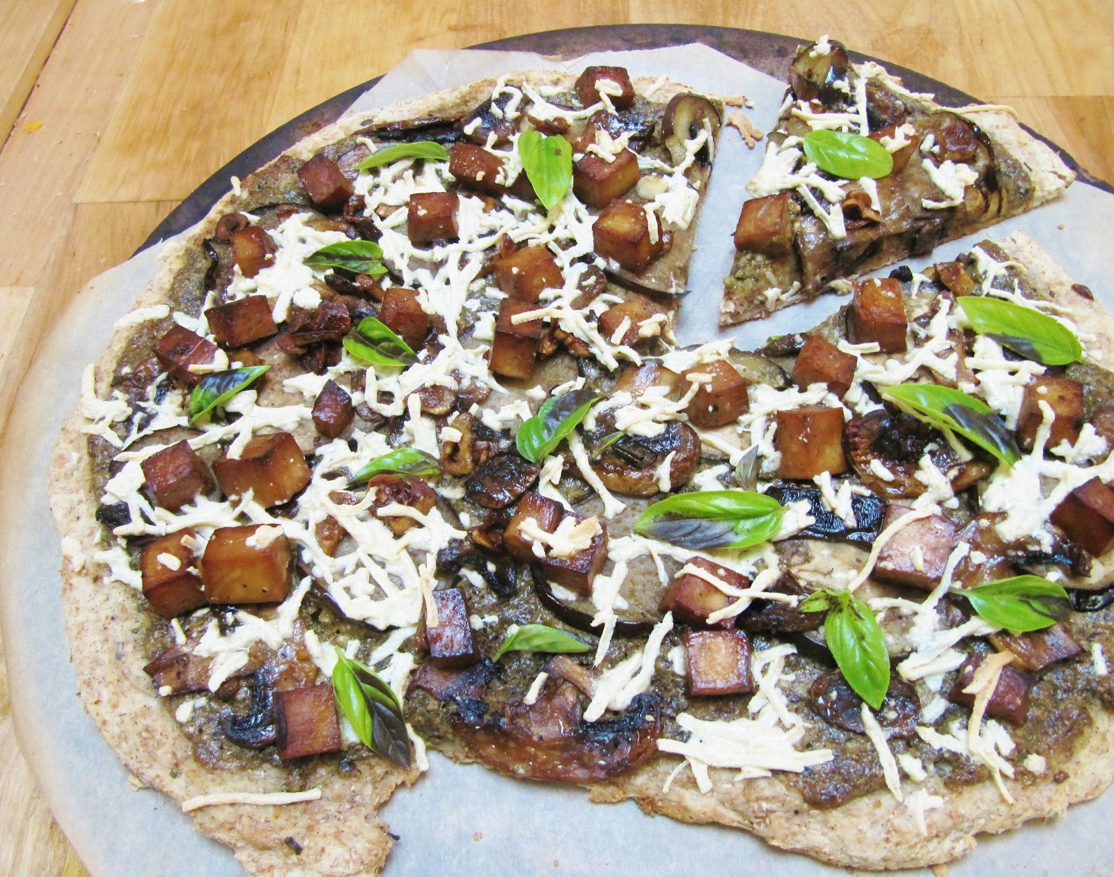 This Rawsome Vegan Life eggplant, mushroom & pesto pizza