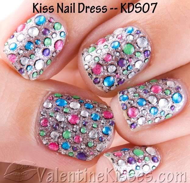 Valentine Kisses Kiss Nail Dress design KDS07 pics, swatches, review