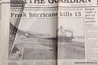 Hengist ferry blown aground at Folkestone Harbour 1987 during great storm or hurricane