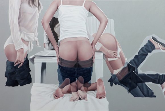 horyon lee pinturas dupla exposição bundas pernas saias levantadas voyeur exibicionismo