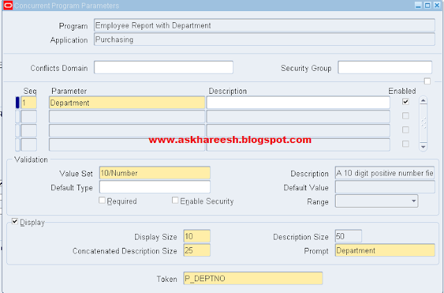 Report Registration with Parameters in Oracle Apps, askhareesh blog for Oracle Apps