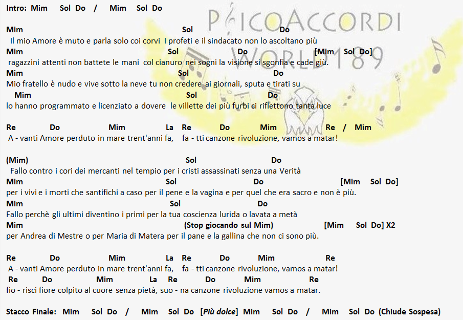 PsicoAccordiWorld189 Baustelle La Canzone della Rivoluzione [Accordi]