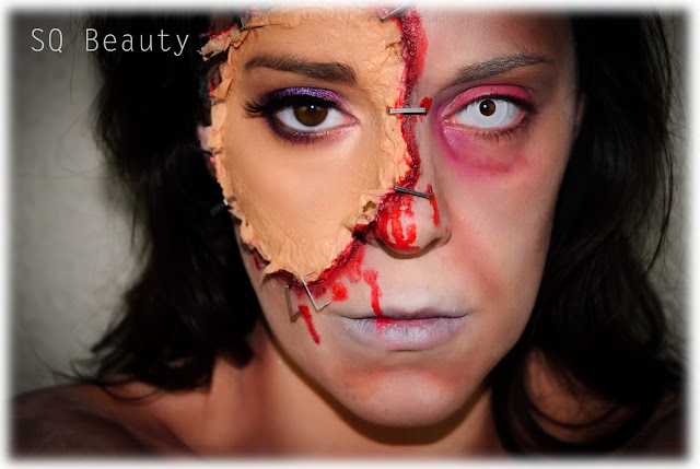 Maquillaje Efectos Especiales Zombie cara bella grapada Silvia Quiros Zombie special effects