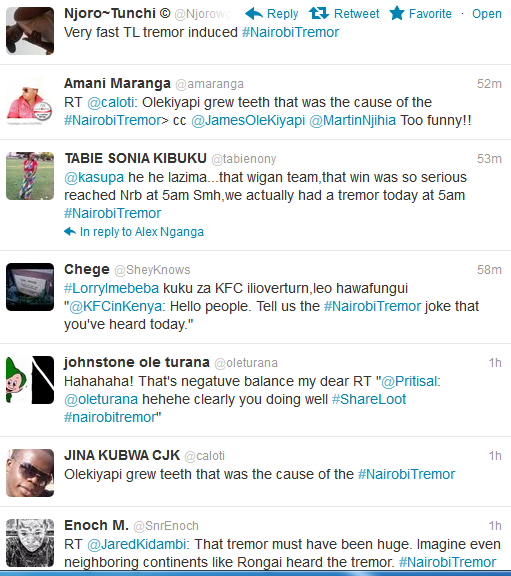  Nairobi Tremor.. The morning Twitter Trend. Nairobi Wire