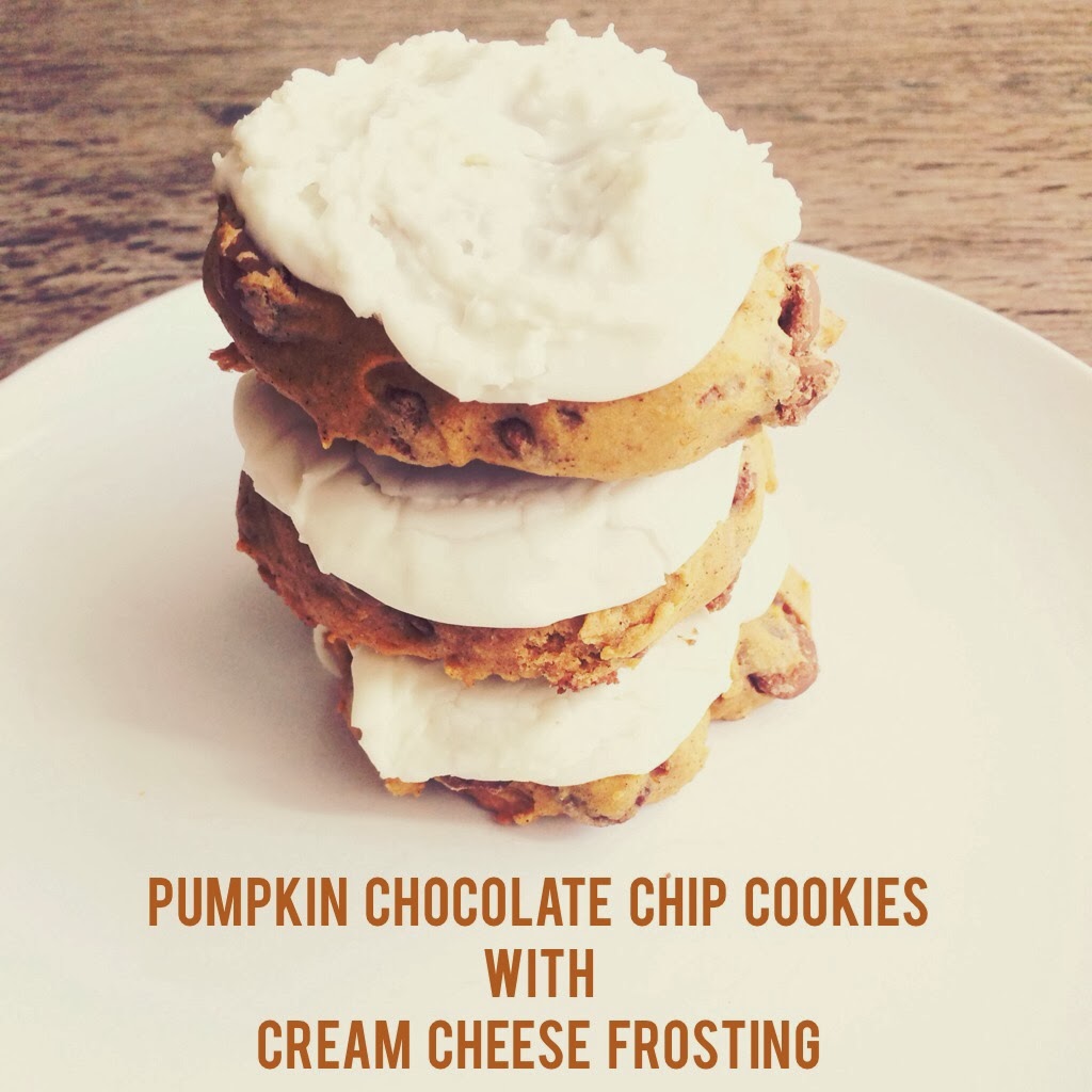 Two Sweets pumpkin chocolate chip cookies with cream cheese frosting