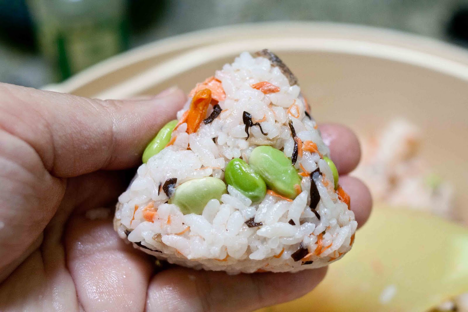 FOODjimoto Onigiri with Salmon and Edamame