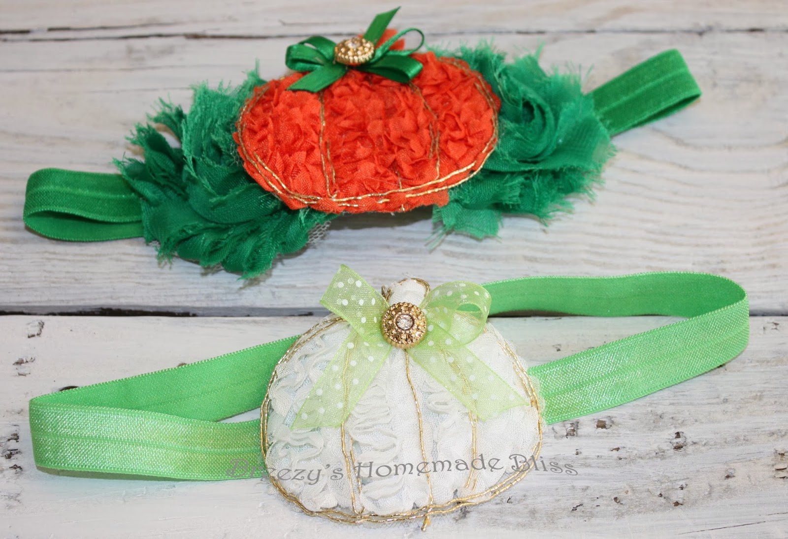 Breezy's Homemade Bliss Shabby Pumpkin Headbands
