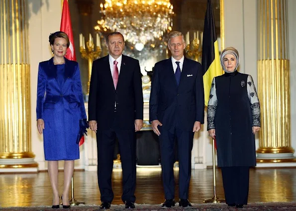 President Recep Tayyip Erdogan and his wife Emine Erdogan are welcomed by King Philippe and Queen Mathilde of Belgium