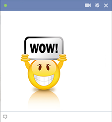Facebook emoticon holding wow sign