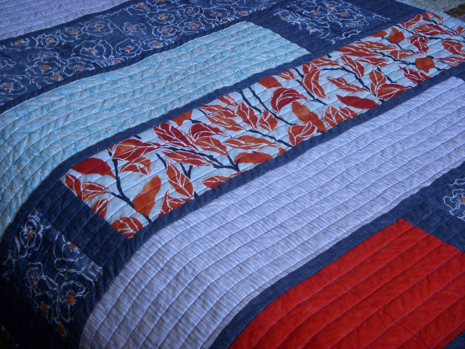 Crafted by KatieB Blue and Orange Quilt