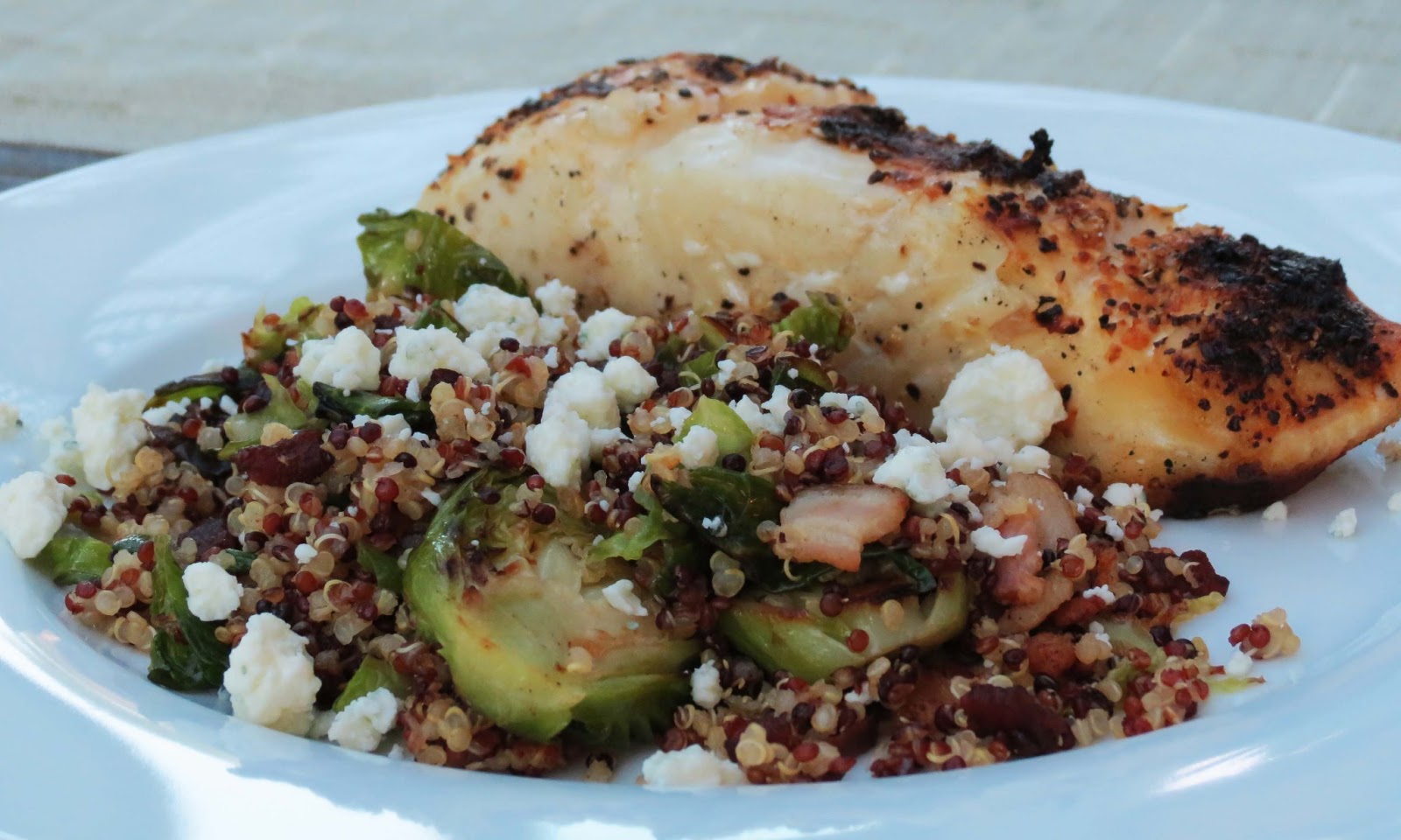 Dinner with the Welches Quinoa with Brussels Sprouts, Bacon and Blue