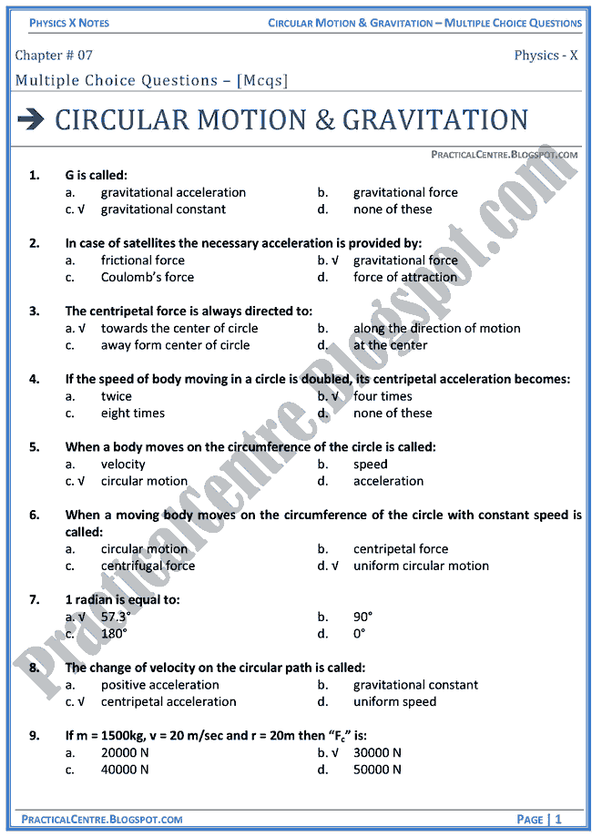 circular-motion-and-gravitation-mcqs-physics-x