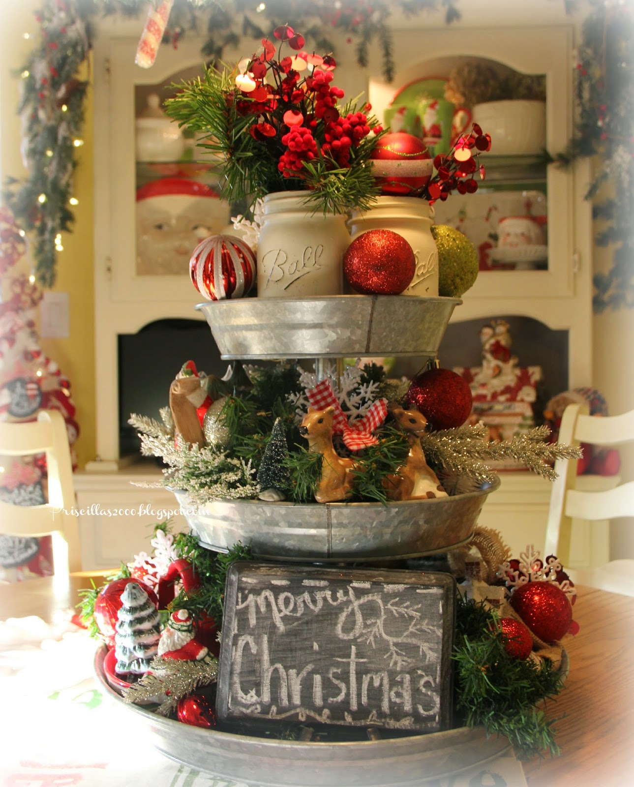 priscillas christmas galvanized tray centerpiece christmas village trees walmart