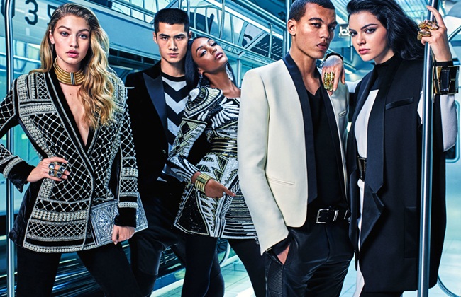Balmain x H&M 2015 Fall Beaded Velvet Jacket Editorials