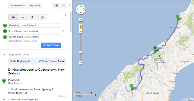 Directs from Punakaiki to Queenstown via Fox Glacier, New Zealand