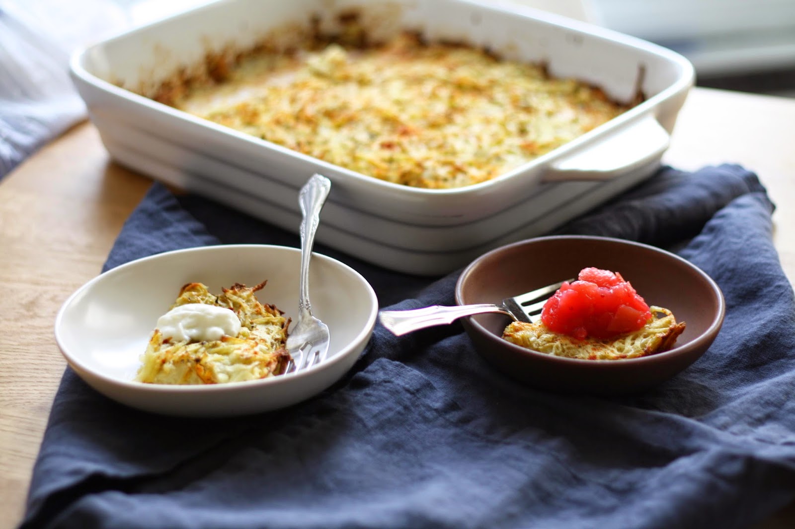 Sevengrams POTATO LATKE CASSEROLE (POTATO KUGEL) WITH CRANBERRY APPLESAUCE