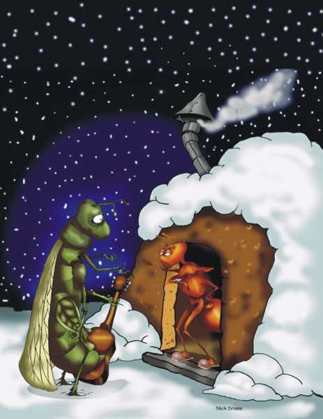 the ant and the grasshopper w Characters: three storytellers, three ants, grasshopper, owls, (grasshopper mimes pushing, pulling, carrying and digging with all the ants. the ant and the grasshopper w Characters: three storytellers, three ants, grasshopper, owls, (grasshopper mimes pushing, pulling, carrying and digging with all the ants.