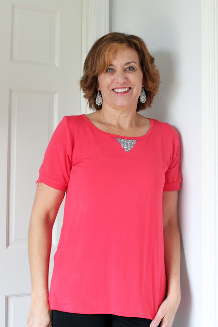 Indiesew Neptune tee with front inset  made with rayon lycra jersey