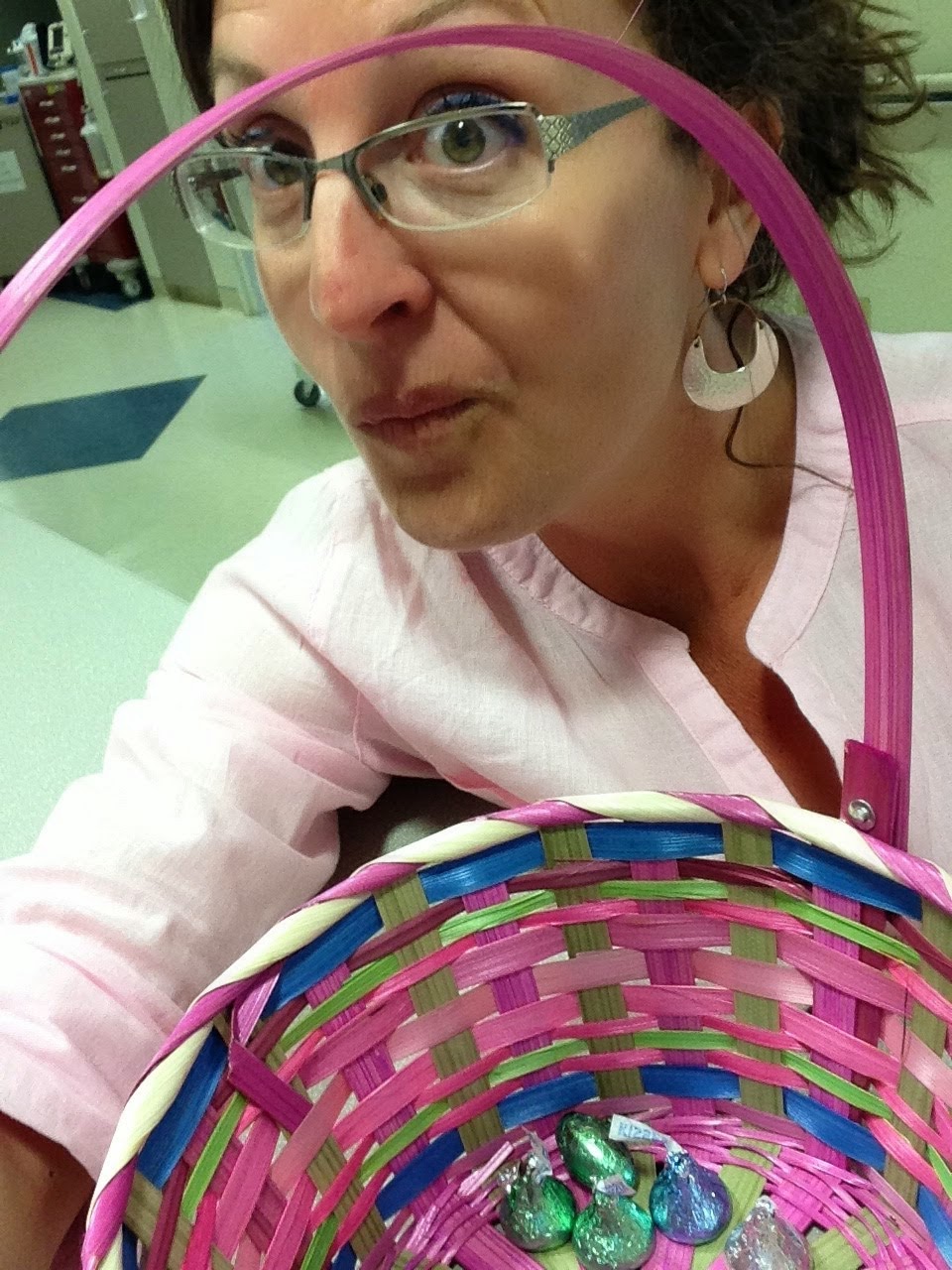 My sister, JJ, found the once full Easter basket we left at the Nurse's station.