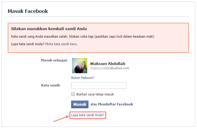 Mengatasi Lupa Password Kata Sandi Facebook