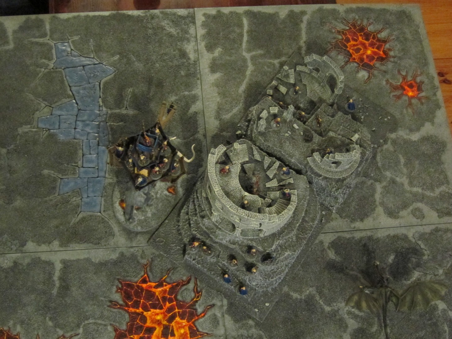 Middle Earth Strategy Battle Game and Warhammer 40k Ruins on full realm of battle board with