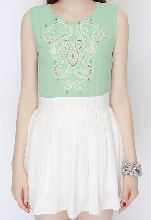 Studded Baroque Cut Skater Dress