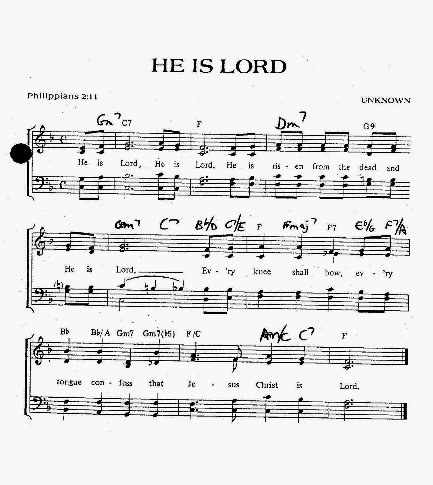 Worship Lead Sheets He is Lord, He is risen from the dead and He is Lord