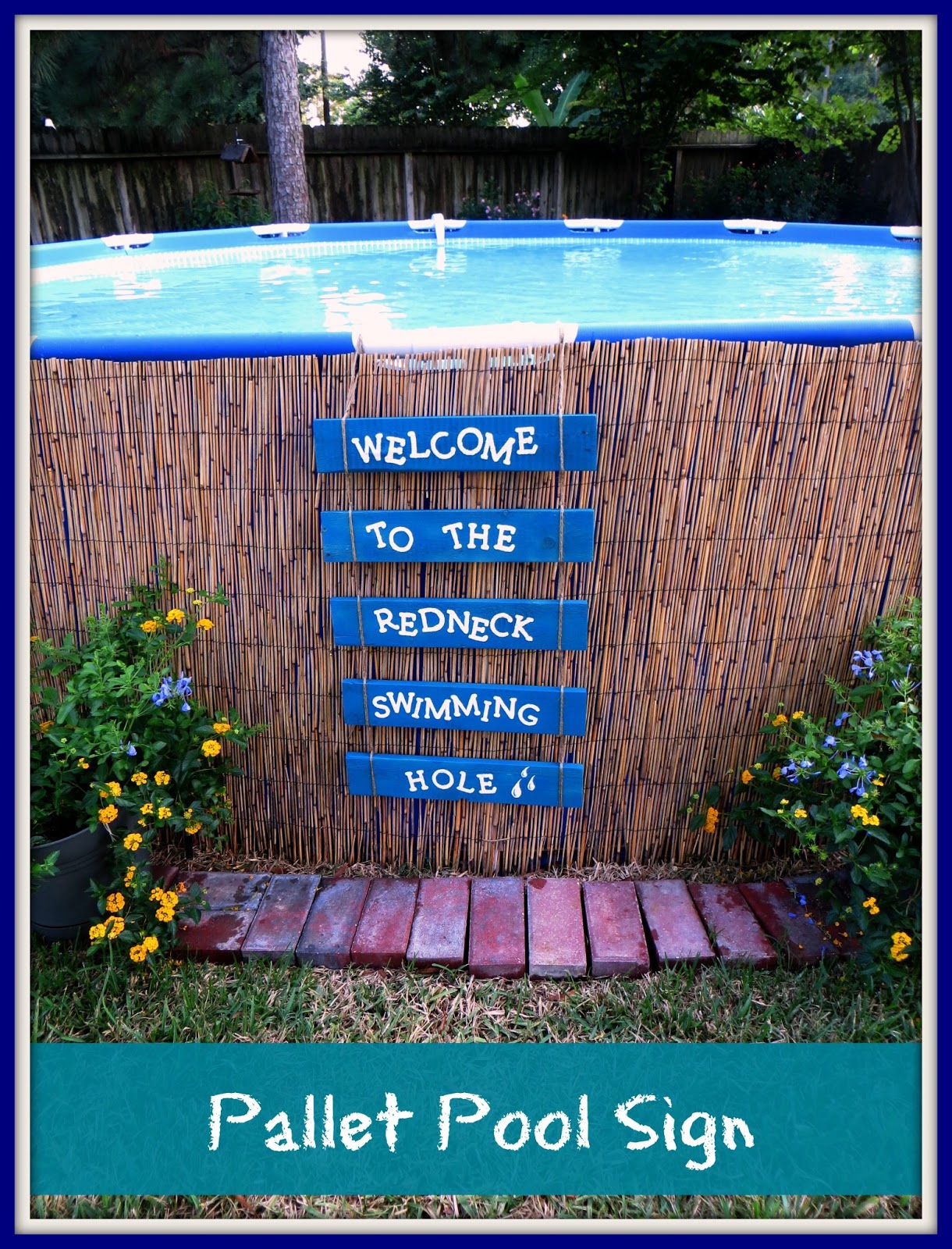 Crafty In Crosby Easy Pallet Sign And Above Ground Pool Camouflage