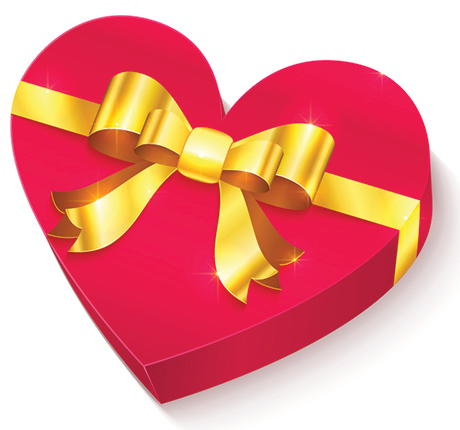 Heart-shaped gift emoticon for Facebook