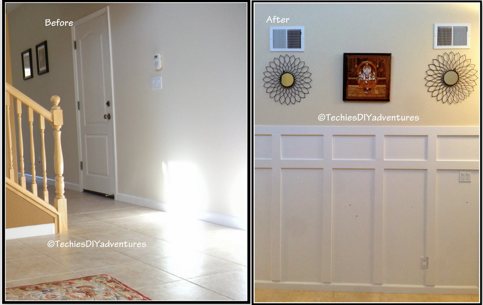 Techie S Diy Adventures Board And Batten Treatment For Entryway Wall