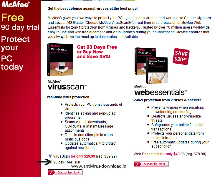 mcafee antivirus free 90 day trial