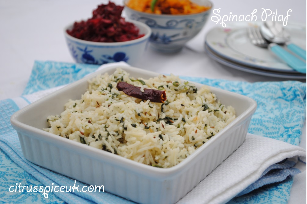 Citrus Spice and Travels Spinach Pilaf