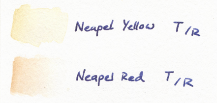 napel yellow napel red talens rembrandt watercolours aquarelle