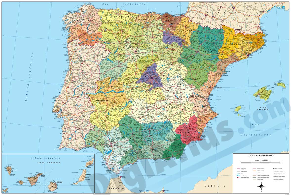 España Mapa Geografico