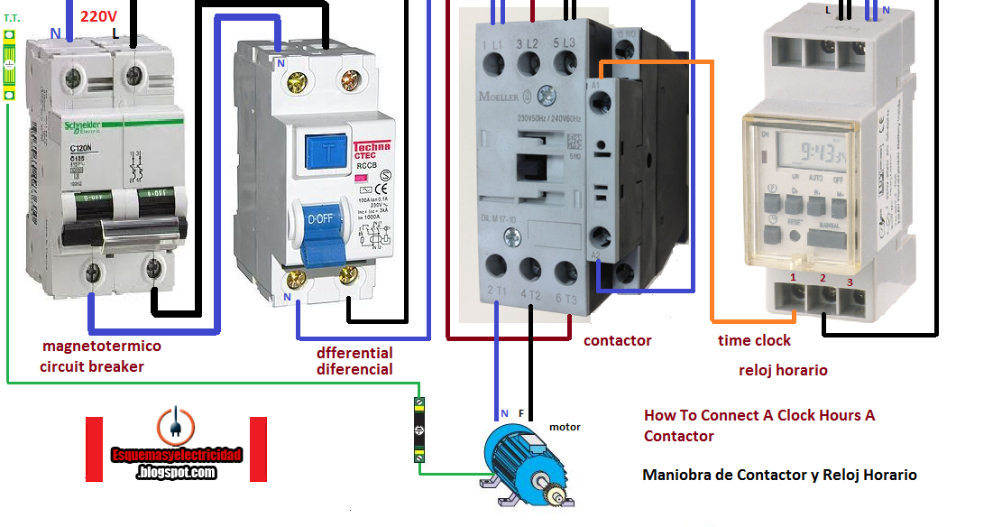 Electrical diagrams HOWTO CONNECT A CLOCK HOURS A CONTACTOR