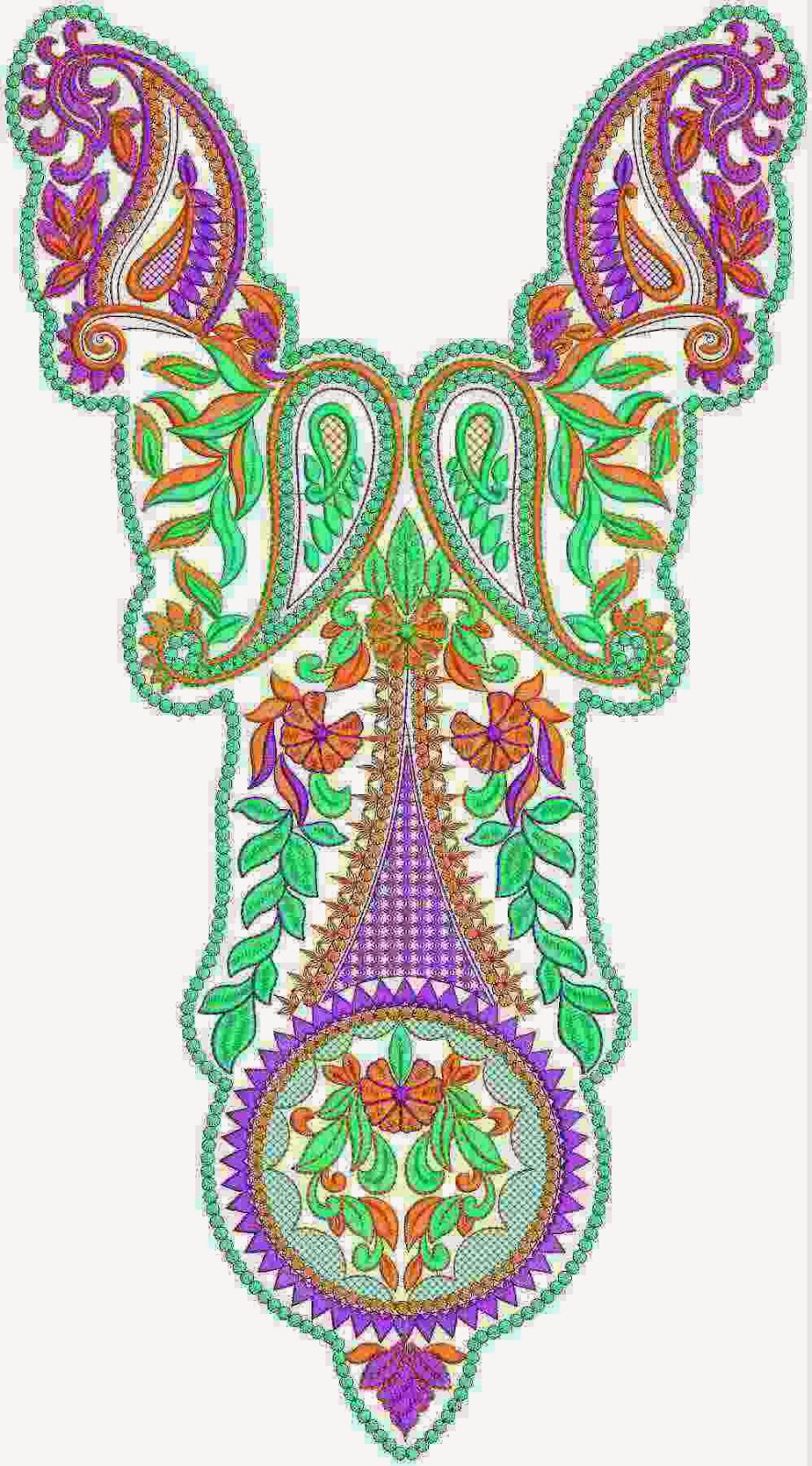 Embdesigntube fancy fine embroidered neck designs