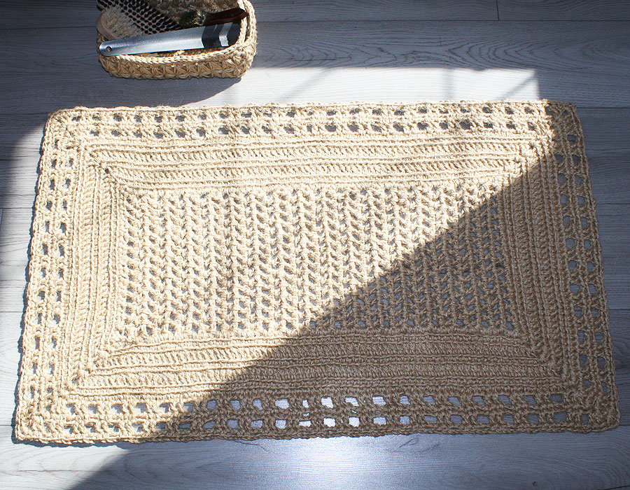 Прямоугольный Коврик Из Джута Крючком