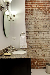 Baño paredes de ladrilllo Baño estilo rústico