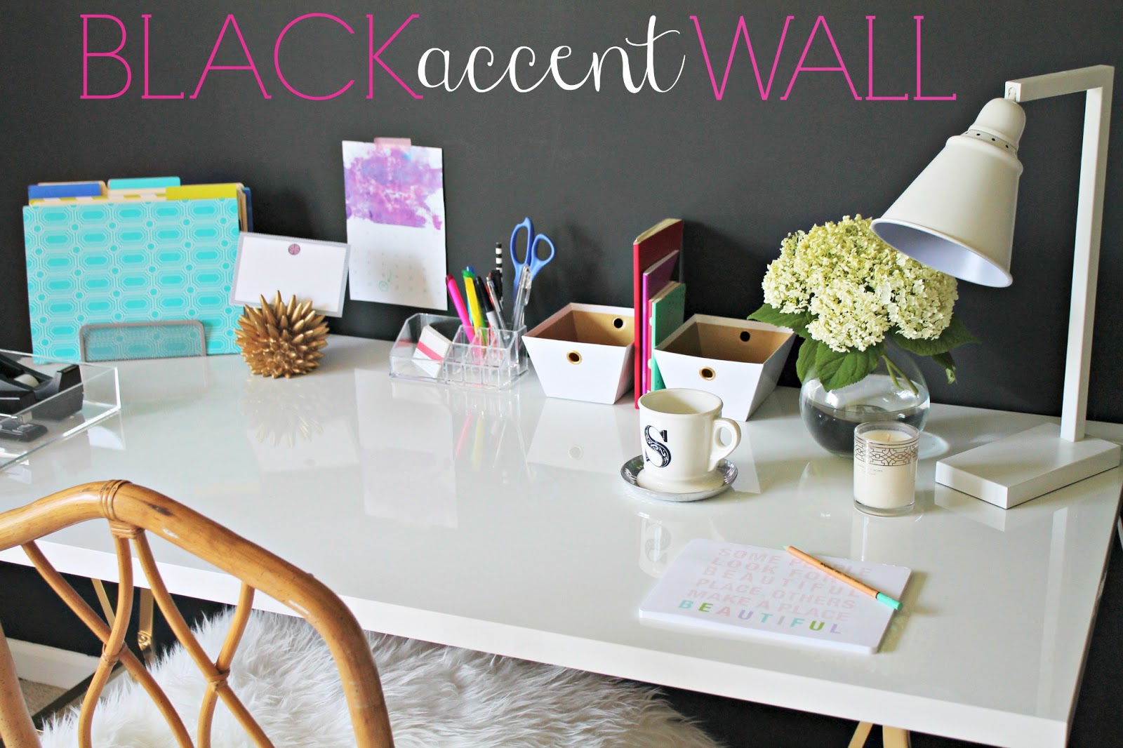 Burlap and Lace: Black Accent Wall and Office Updates
