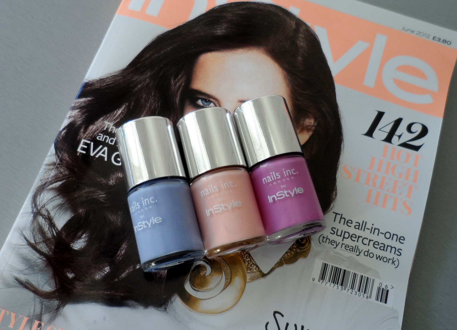 Nails Inc free polish Instyle Magazine offer 2012 - Bluebell, Peach Sorbet